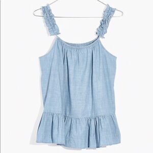 Madewell Ruffle Strap Denim Cami Top Sz 12